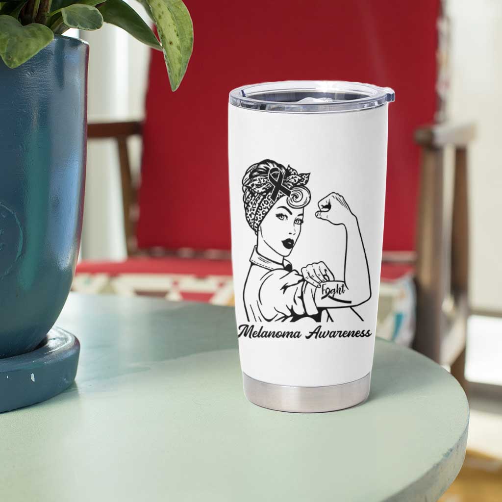 Melanoma Awareness Strong Woman Tumbler Cup Feminist Warrior