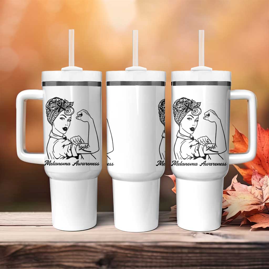 Melanoma Awareness Strong Woman Tumbler With Handle Feminist Warrior