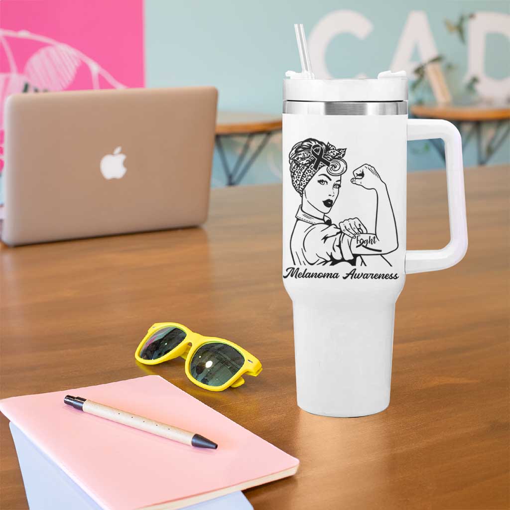 Melanoma Awareness Strong Woman Tumbler With Handle Feminist Warrior