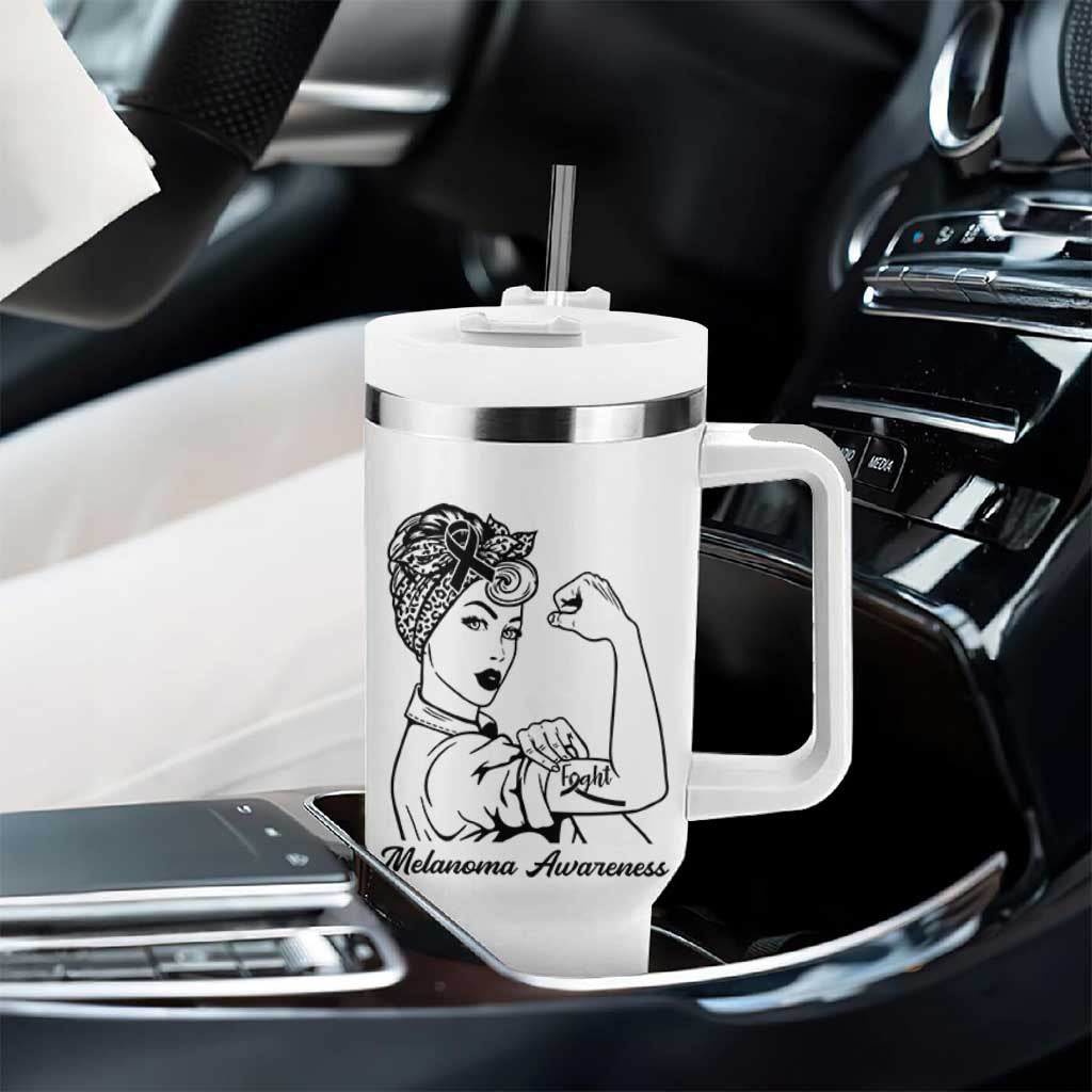 Melanoma Awareness Strong Woman Tumbler With Handle Feminist Warrior