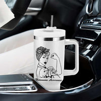 Melanoma Awareness Strong Woman Tumbler With Handle Feminist Warrior