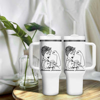 Melanoma Awareness Strong Woman Tumbler With Handle Feminist Warrior