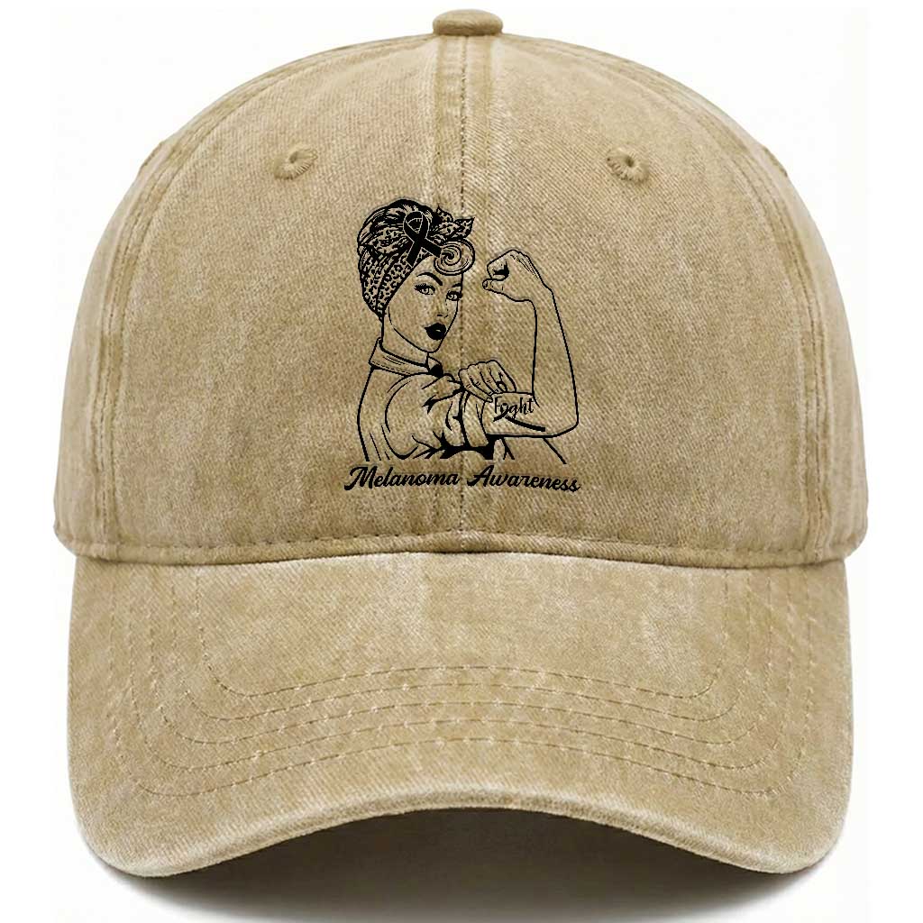 Melanoma Awareness Strong Woman Washed Cotton Baseball Cap Feminist Warrior