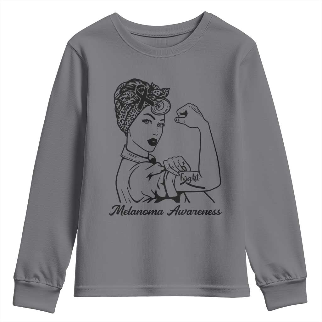 Melanoma Awareness Strong Woman Youth Sweatshirt Feminist Warrior