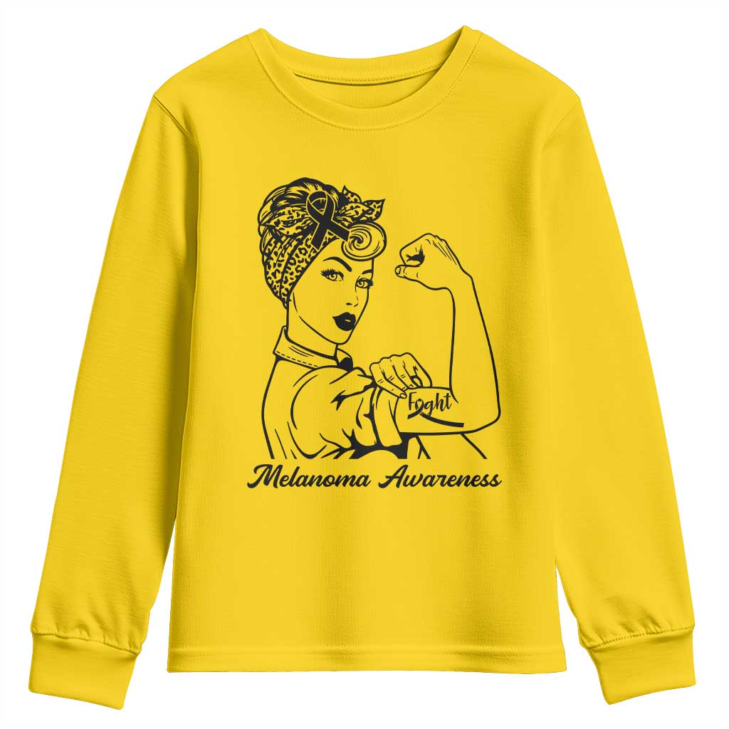 Melanoma Awareness Strong Woman Youth Sweatshirt Feminist Warrior