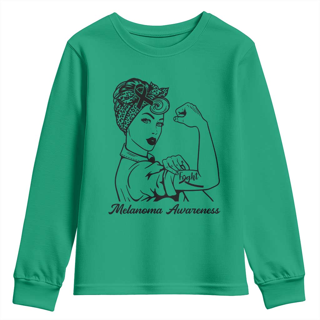 Melanoma Awareness Strong Woman Youth Sweatshirt Feminist Warrior