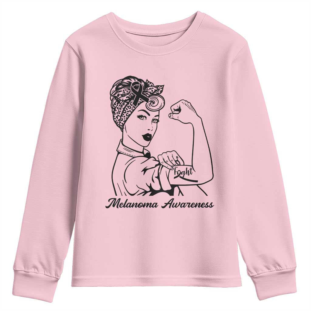 Melanoma Awareness Strong Woman Youth Sweatshirt Feminist Warrior