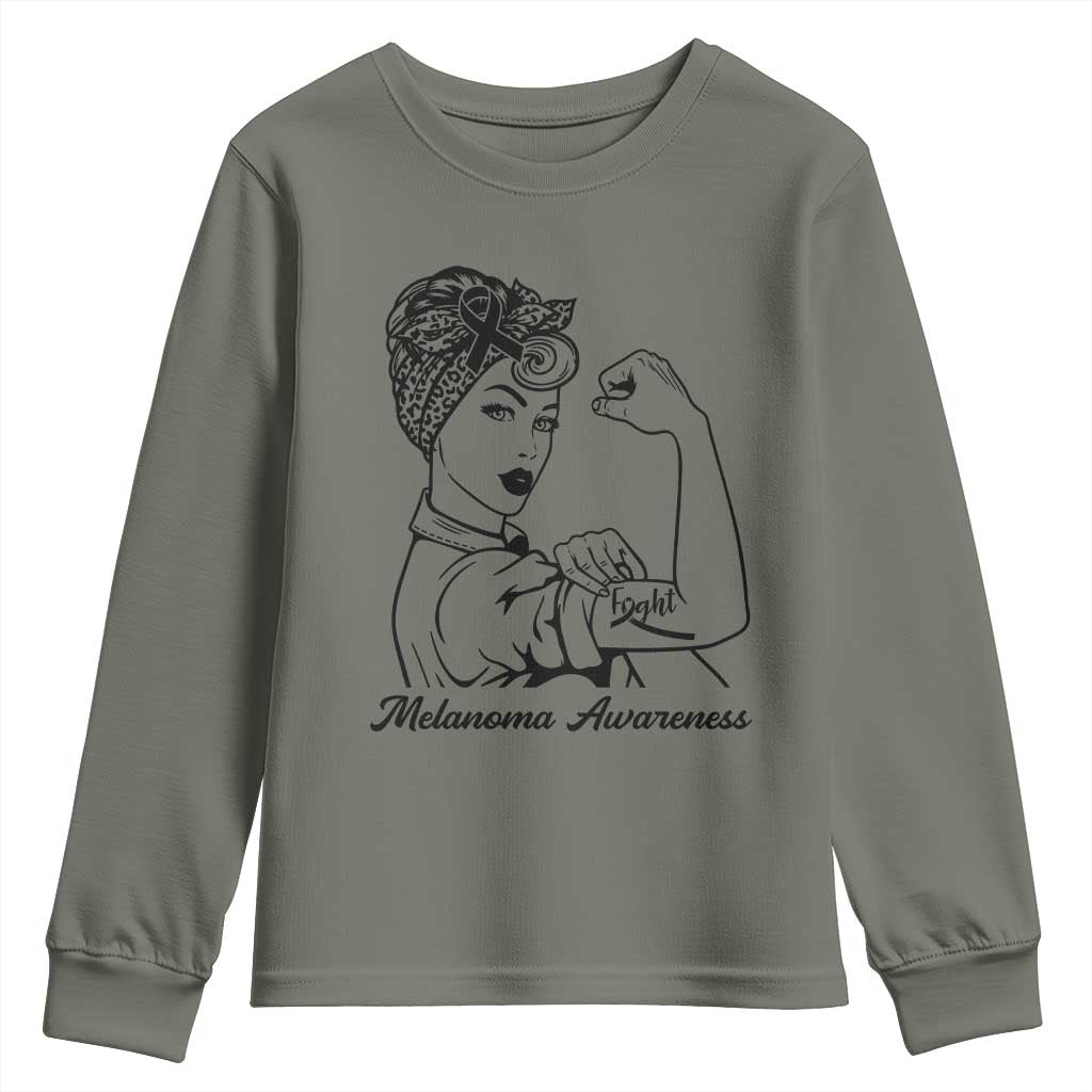 Melanoma Awareness Strong Woman Youth Sweatshirt Feminist Warrior