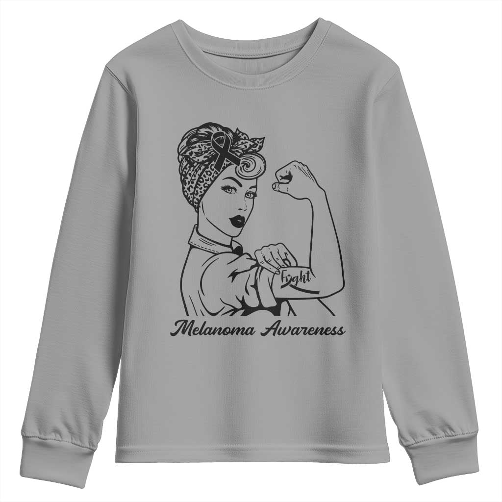 Melanoma Awareness Strong Woman Youth Sweatshirt Feminist Warrior