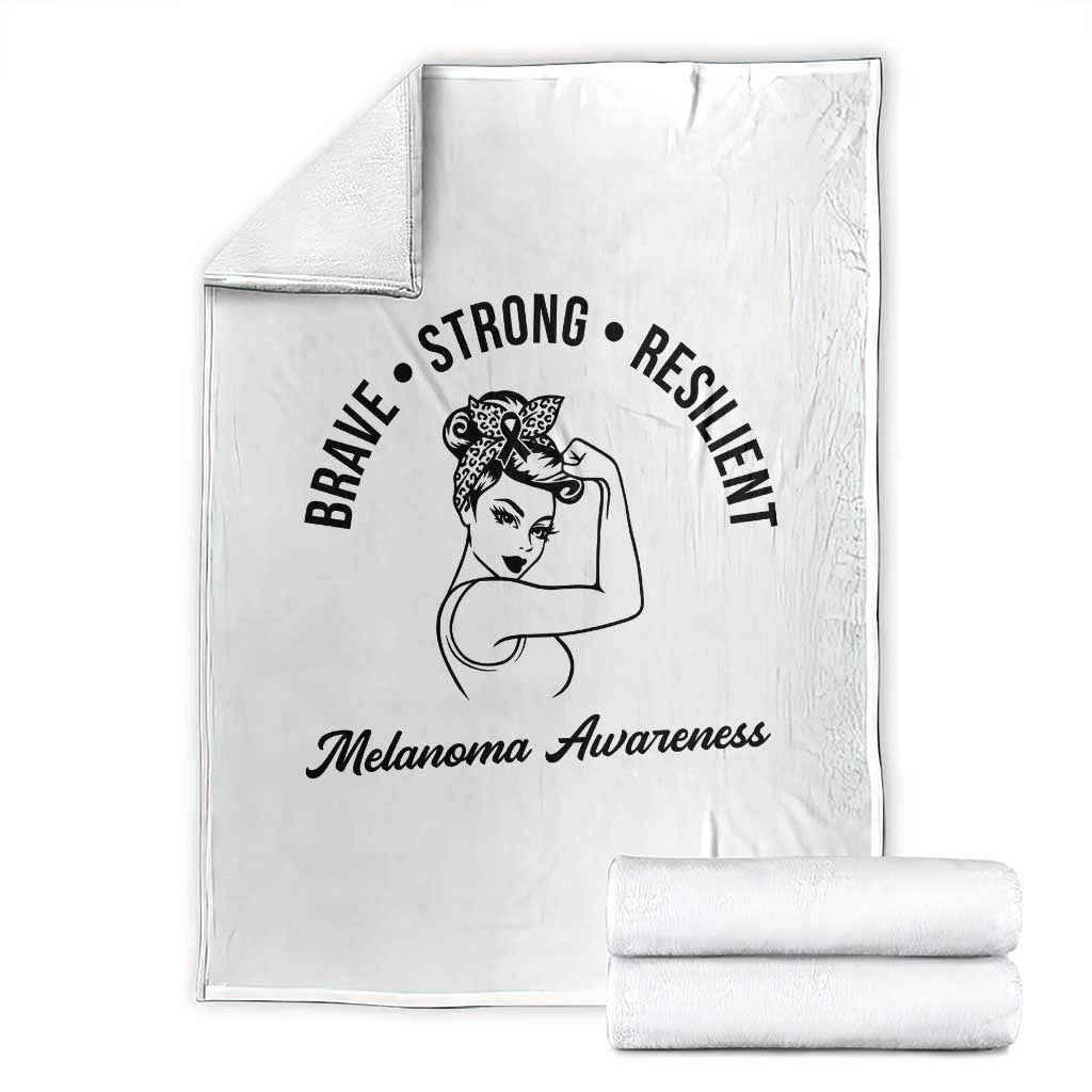 Melanoma Awareness Strong Woman Throw Blanket Brave Strong Resilient Warrior