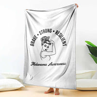 Melanoma Awareness Strong Woman Throw Blanket Brave Strong Resilient Warrior