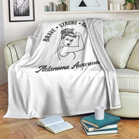 Melanoma Awareness Strong Woman Throw Blanket Brave Strong Resilient Warrior