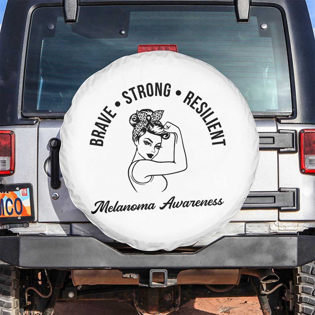 Melanoma Awareness Strong Woman Spare Tire Cover Brave Strong Resilient Warrior