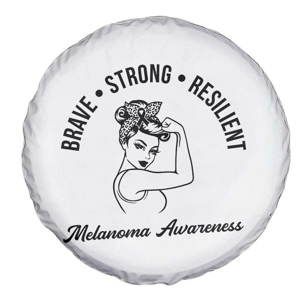 Melanoma Awareness Strong Woman Spare Tire Cover Brave Strong Resilient Warrior