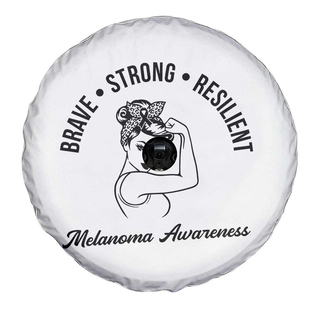 Melanoma Awareness Strong Woman Spare Tire Cover Brave Strong Resilient Warrior