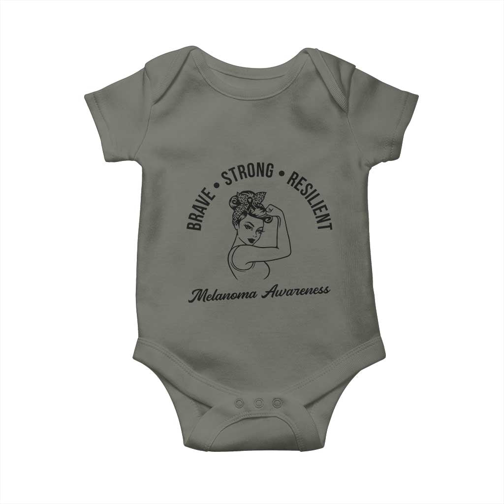 Melanoma Awareness Strong Woman Baby Onesie Brave Strong Resilient Warrior
