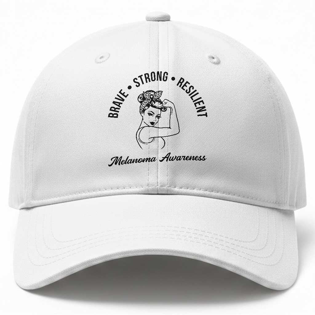 Melanoma Awareness Strong Woman Baseball Cap Brave Strong Resilient Warrior