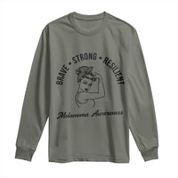Melanoma Awareness Strong Woman Long Sleeve Shirt Brave Strong Resilient Warrior