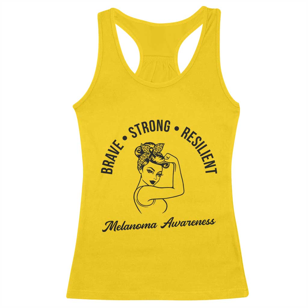 Melanoma Awareness Strong Woman Racerback Tank Top Brave Strong Resilient Warrior