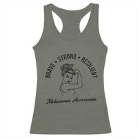 Melanoma Awareness Strong Woman Racerback Tank Top Brave Strong Resilient Warrior