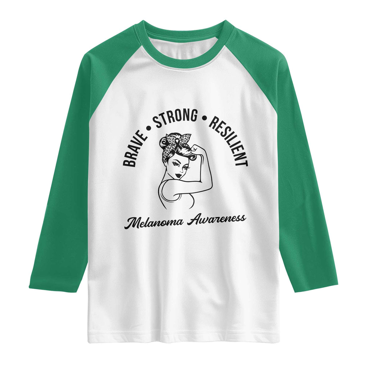 Melanoma Awareness Strong Woman Raglan Shirt Brave Strong Resilient Warrior