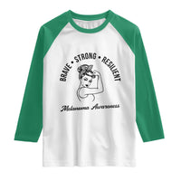 Melanoma Awareness Strong Woman Raglan Shirt Brave Strong Resilient Warrior