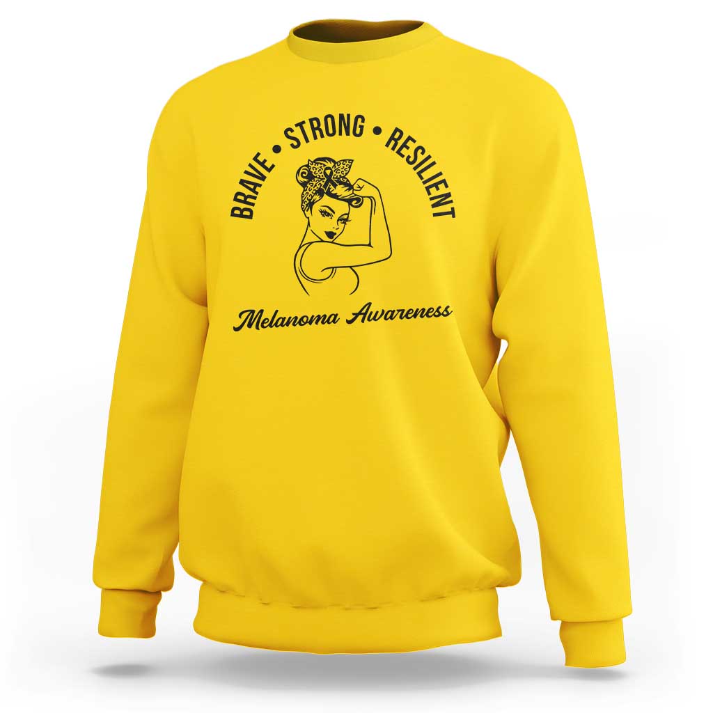 Melanoma Awareness Strong Woman Sweatshirt Brave Strong Resilient Warrior