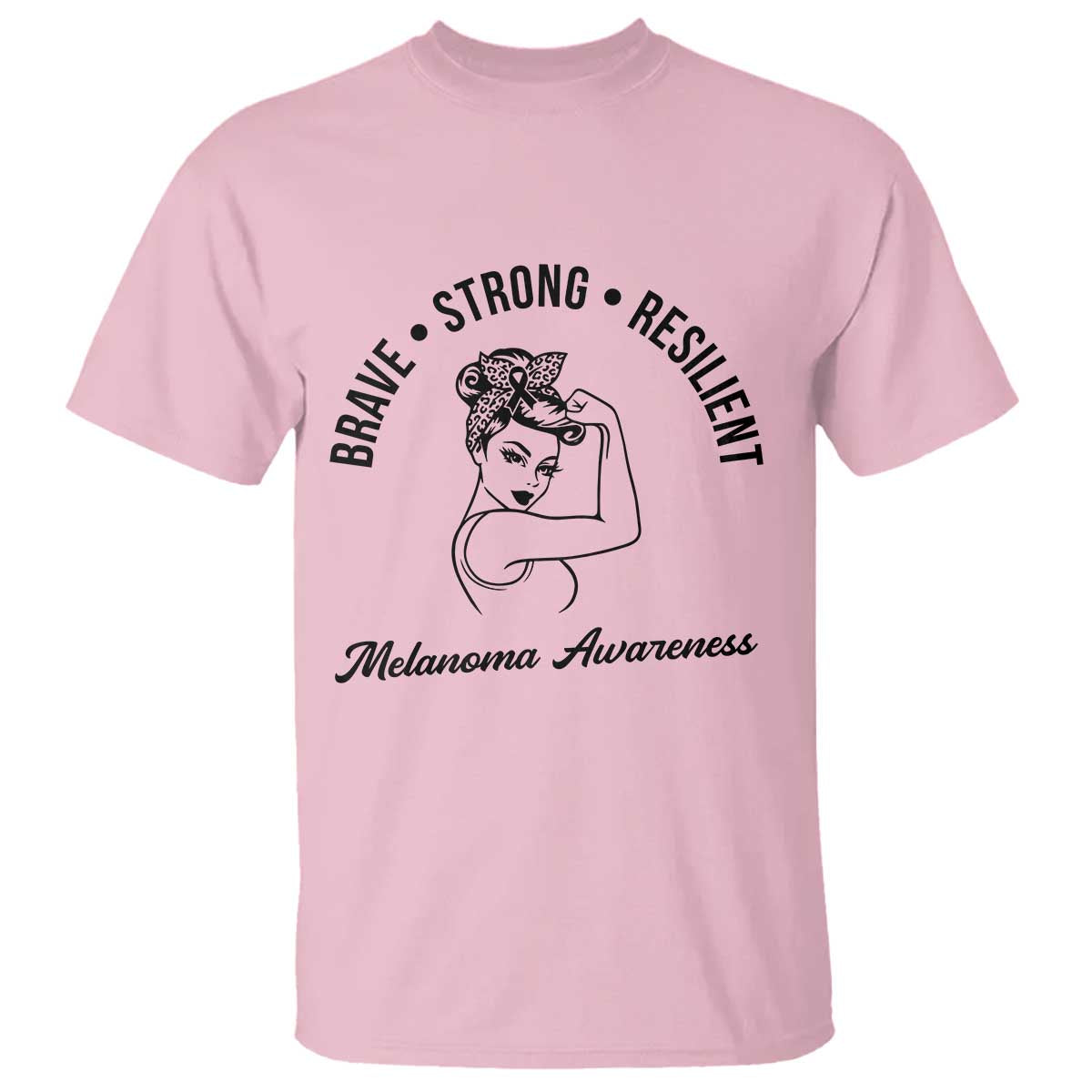 Melanoma Awareness Strong Woman T Shirt Brave Strong Resilient Warrior