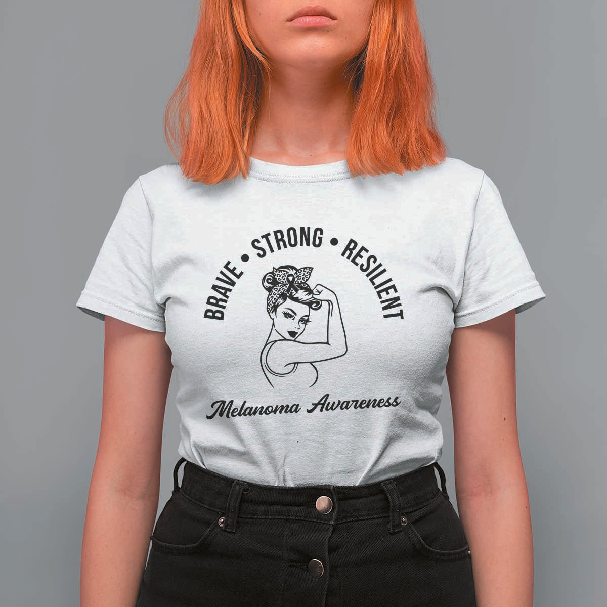 Melanoma Awareness Strong Woman T Shirt For Women Brave Strong Resilient Warrior