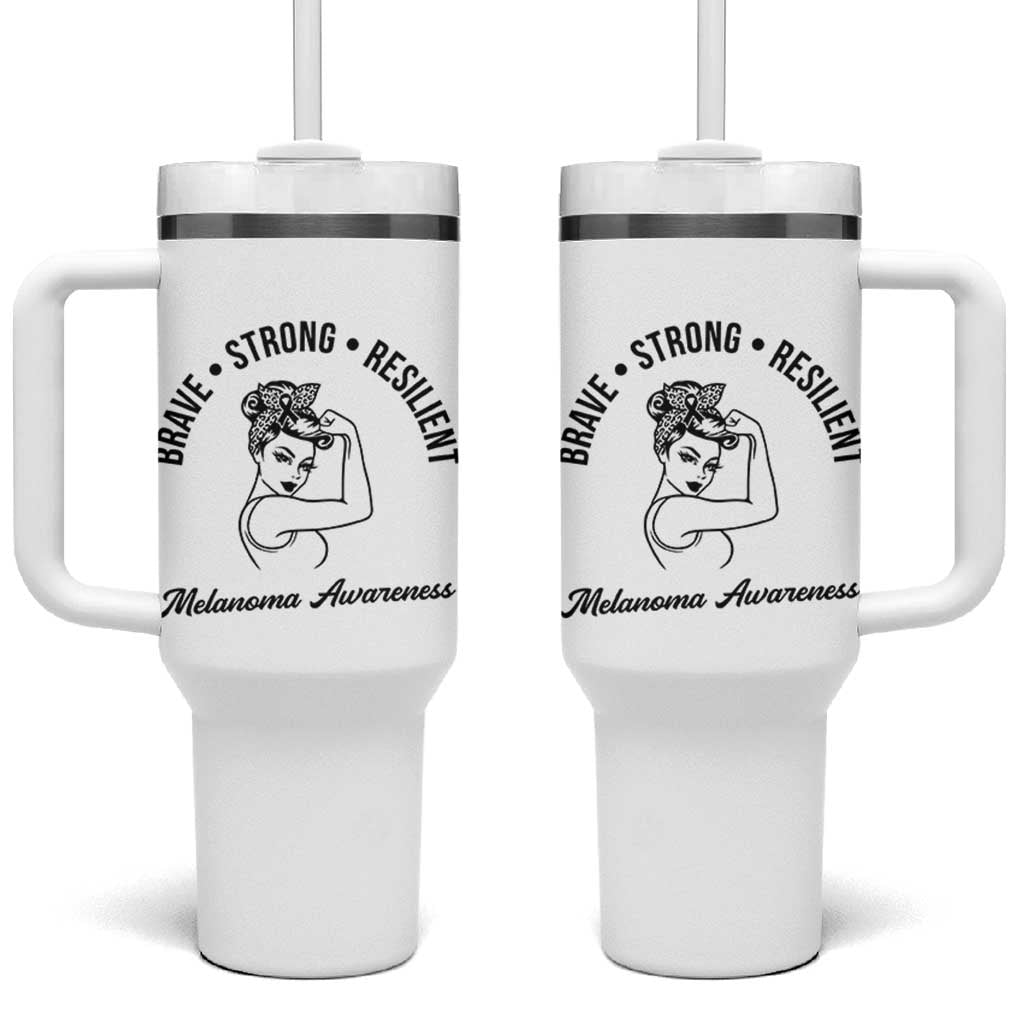 Melanoma Awareness Strong Woman Tumbler With Handle Brave Strong Resilient Warrior