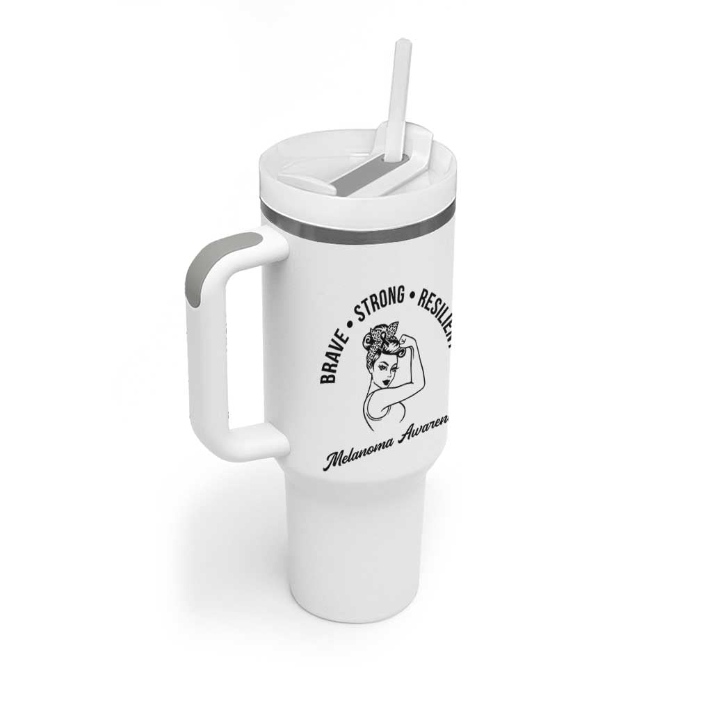 Melanoma Awareness Strong Woman Tumbler With Handle Brave Strong Resilient Warrior