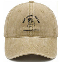 Melanoma Awareness Strong Woman Washed Cotton Baseball Cap Brave Strong Resilient Warrior