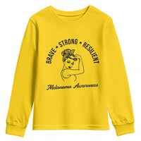 Melanoma Awareness Strong Woman Youth Sweatshirt Brave Strong Resilient Warrior