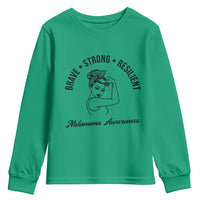 Melanoma Awareness Strong Woman Youth Sweatshirt Brave Strong Resilient Warrior