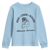 Melanoma Awareness Strong Woman Youth Sweatshirt Brave Strong Resilient Warrior
