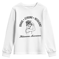 Melanoma Awareness Strong Woman Youth Sweatshirt Brave Strong Resilient Warrior