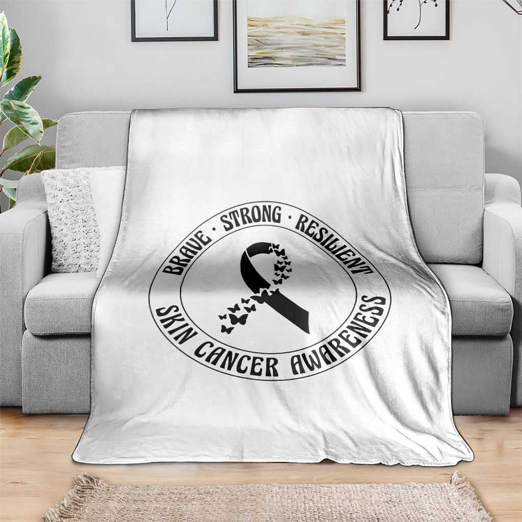 Melanoma Awareness Throw Blanket Brave Strong Resilient Warrior