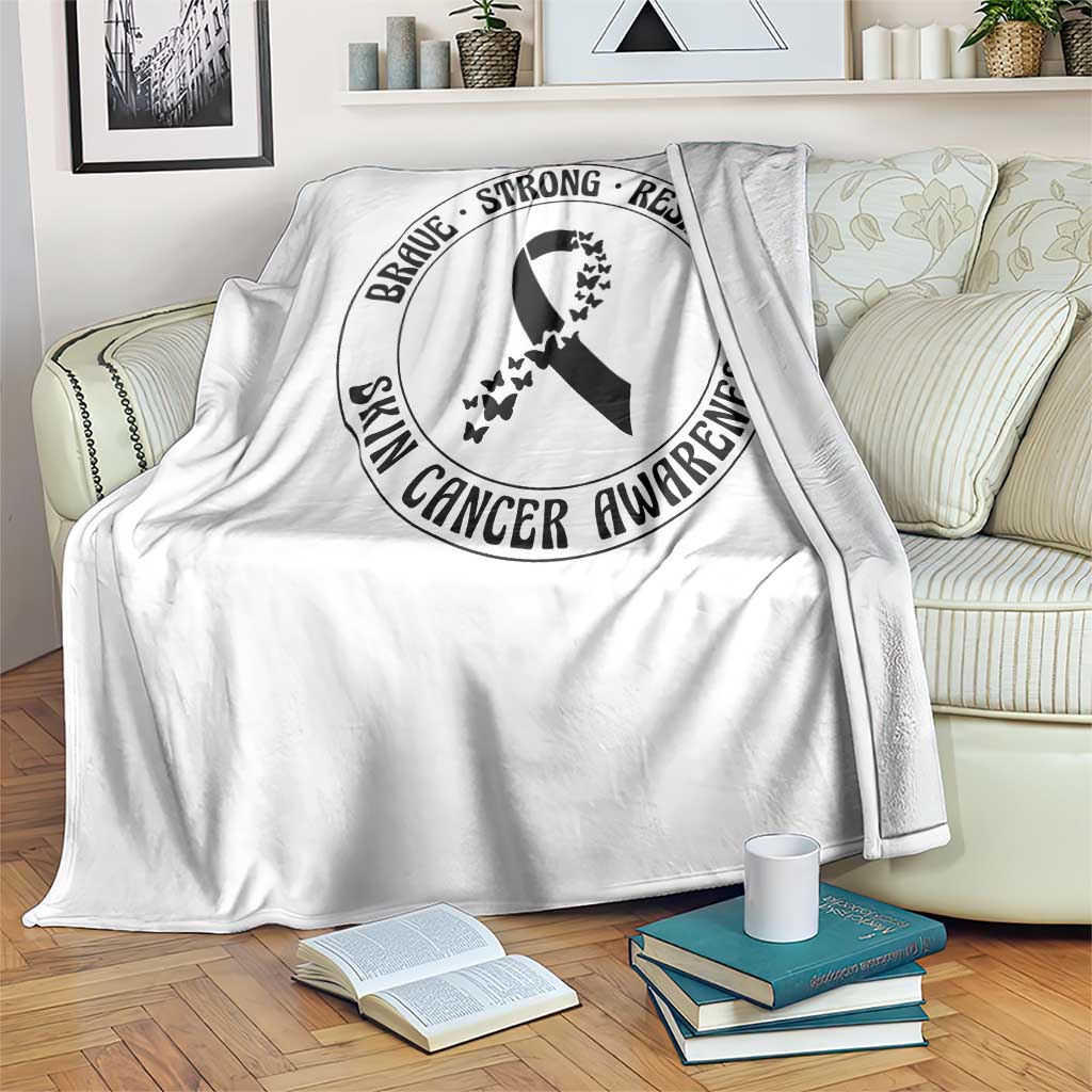 Melanoma Awareness Throw Blanket Brave Strong Resilient Warrior