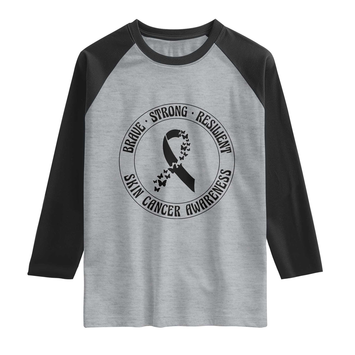 Melanoma Awareness Raglan Shirt Brave Strong Resilient Warrior
