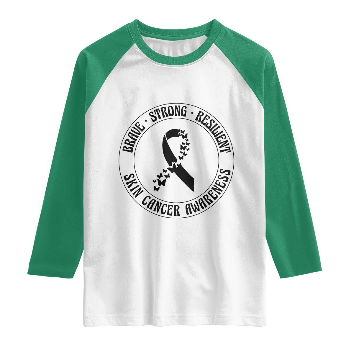 Melanoma Awareness Raglan Shirt Brave Strong Resilient Warrior