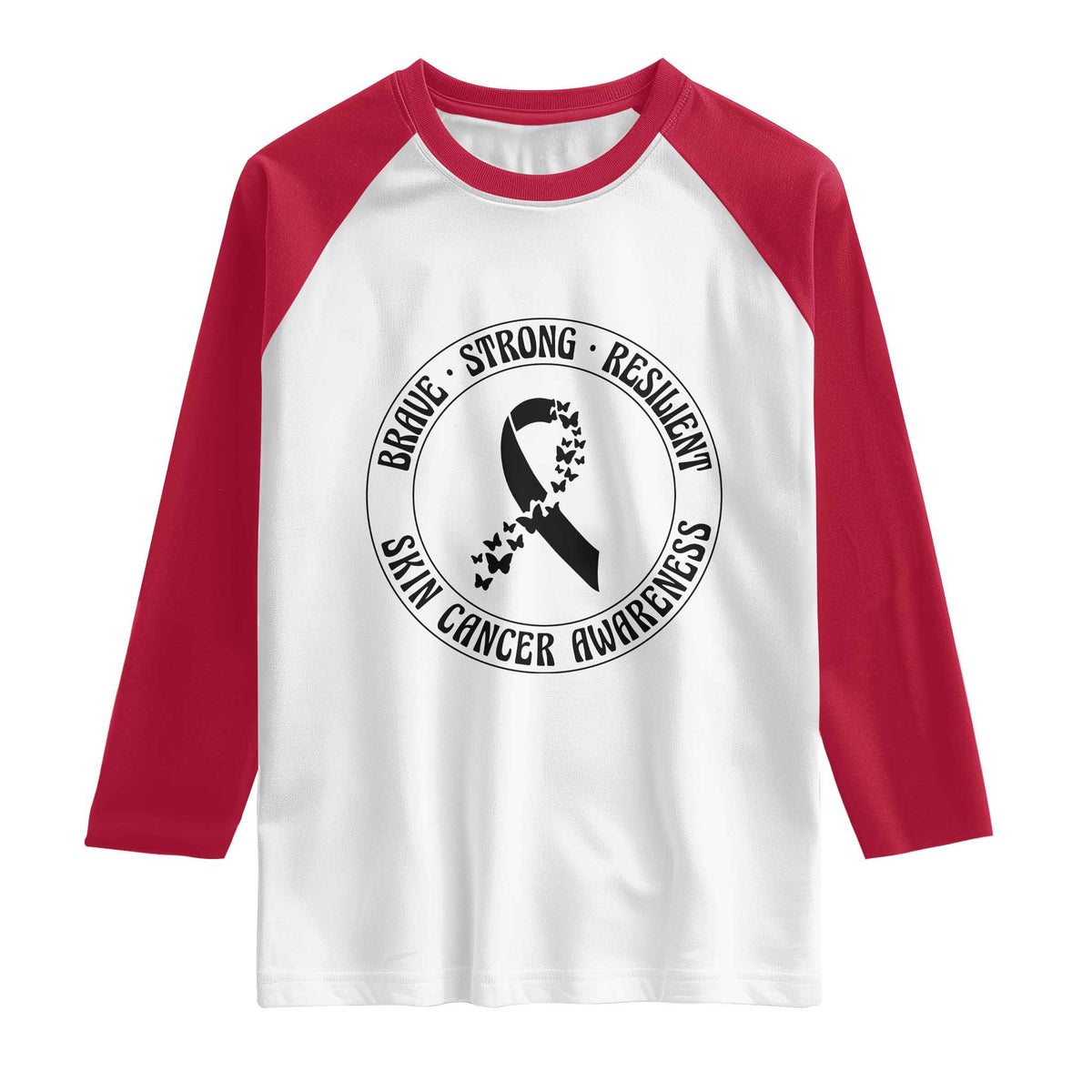 Melanoma Awareness Raglan Shirt Brave Strong Resilient Warrior
