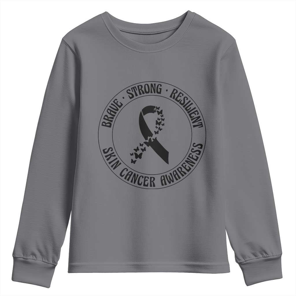 Melanoma Awareness Youth Sweatshirt Brave Strong Resilient Warrior