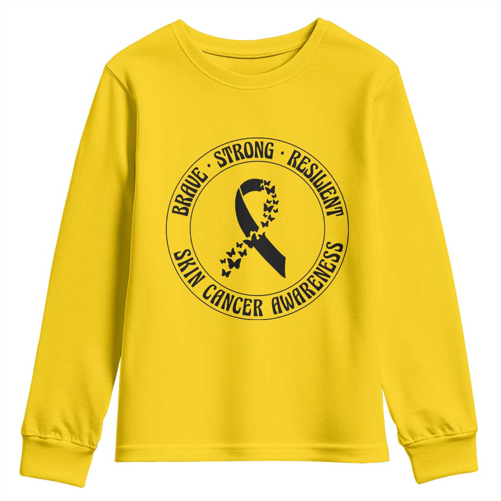 Melanoma Awareness Youth Sweatshirt Brave Strong Resilient Warrior