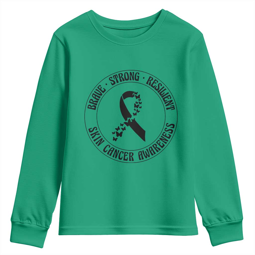 Melanoma Awareness Youth Sweatshirt Brave Strong Resilient Warrior