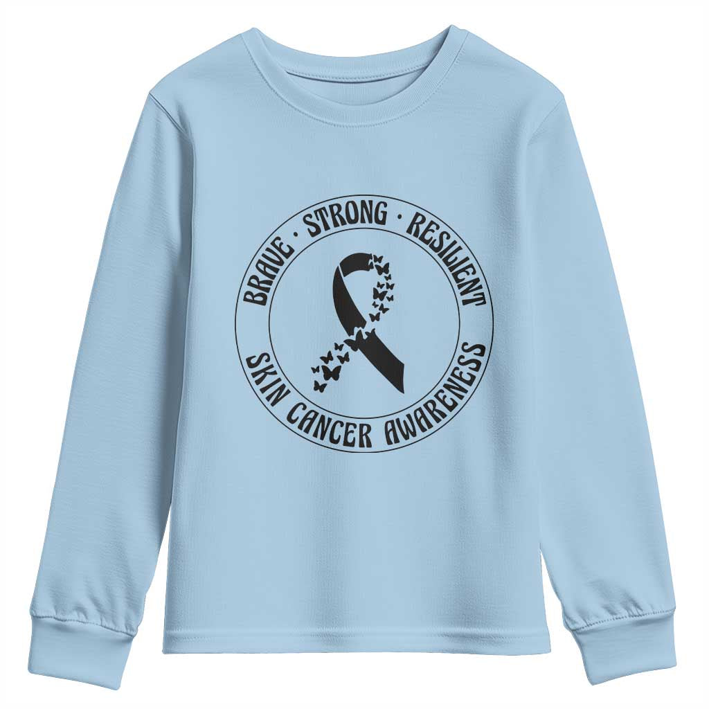 Melanoma Awareness Youth Sweatshirt Brave Strong Resilient Warrior