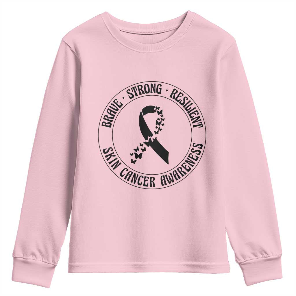 Melanoma Awareness Youth Sweatshirt Brave Strong Resilient Warrior