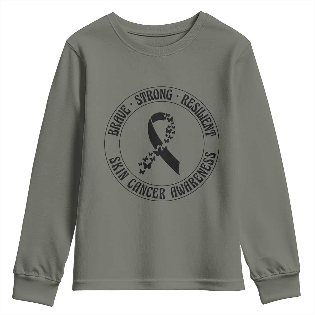 Melanoma Awareness Youth Sweatshirt Brave Strong Resilient Warrior