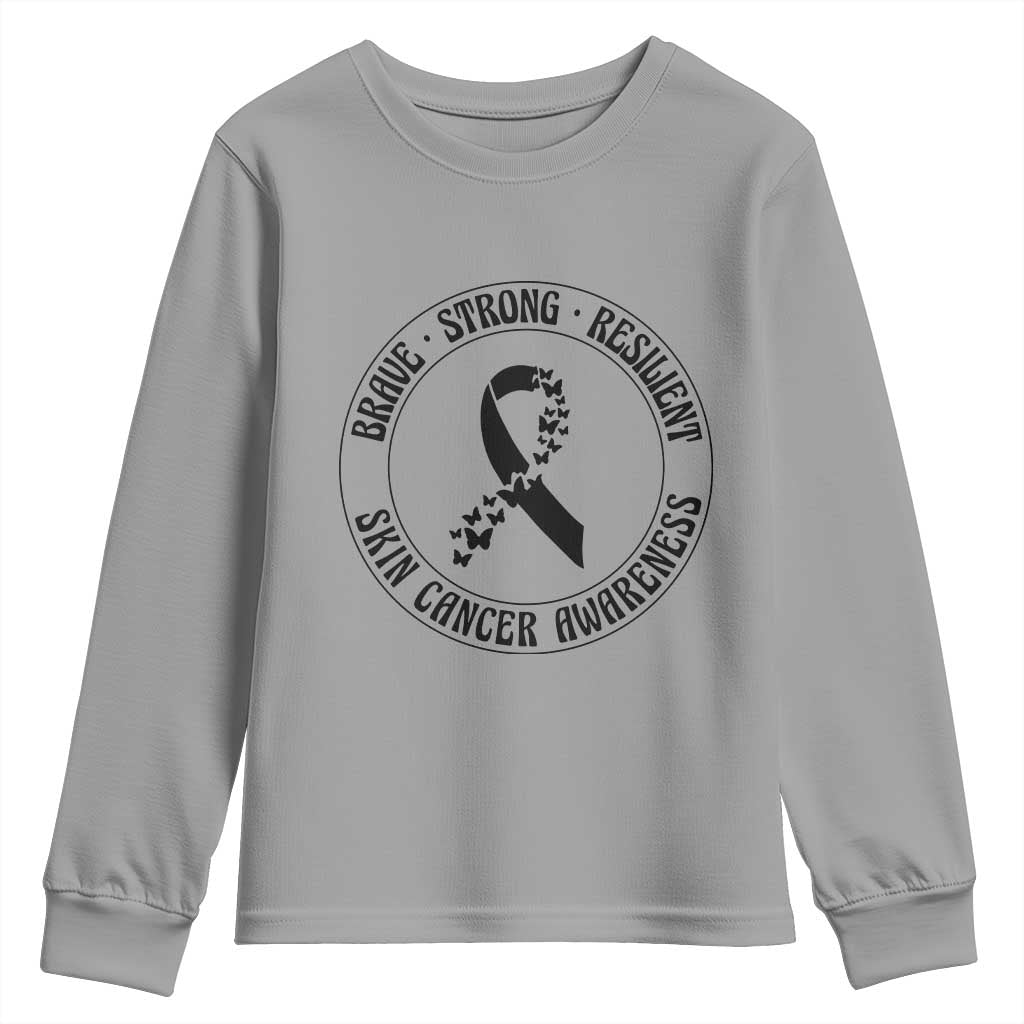 Melanoma Awareness Youth Sweatshirt Brave Strong Resilient Warrior