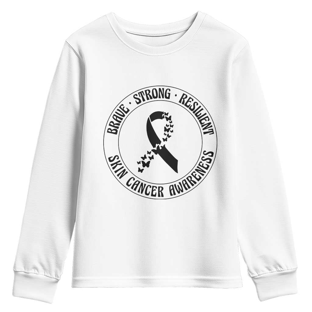 Melanoma Awareness Youth Sweatshirt Brave Strong Resilient Warrior