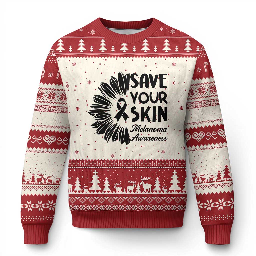 Skin Cancer Fighter Ugly Christmas Sweater Save Your Skin